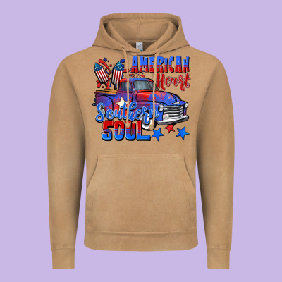American Heart Southern Soul Truck 4th Of July Vintage Hoodie Designed By Cowgirlartshop