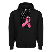 Black breast cancer ribbon american flag Zipper Hoodie - MaliasSmallBusiness