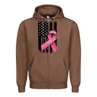 Chestnut breast cancer ribbon american flag Zipper Hoodie - MaliasSmallBusiness