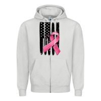 Dove Grey breast cancer ribbon american flag Zipper Hoodie - MaliasSmallBusiness