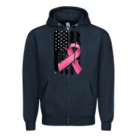 Navy breast cancer ribbon american flag Zipper Hoodie - MaliasSmallBusiness
