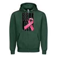 Sports Green breast cancer ribbon american flag Zipper Hoodie - MaliasSmallBusiness
