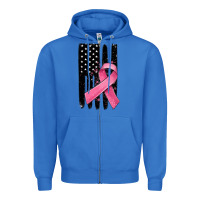 True Royal breast cancer ribbon american flag Zipper Hoodie - MaliasSmallBusiness