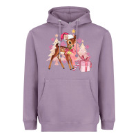 Lavender reindeer pink christmas Heavyweight Hoodie - MaliasSmallBusiness