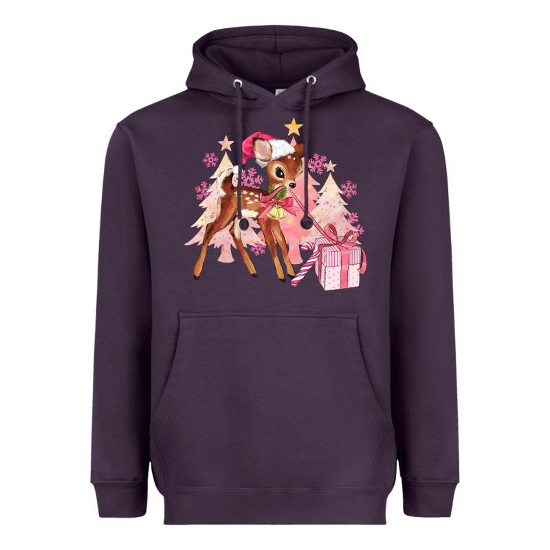 Reindeer Pink Christmas Heavyweight Hoodie by MaliasSmallBusiness | Teevron