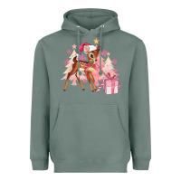 Sage reindeer pink christmas Heavyweight Hoodie - MaliasSmallBusiness