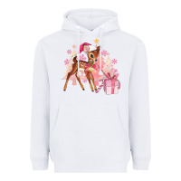 White reindeer pink christmas Heavyweight Hoodie - MaliasSmallBusiness