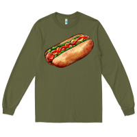 Army Green American hot dog Long Sleeve Tee - AdoDesignShop