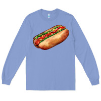 Colony Blue American hot dog Long Sleeve Tee - AdoDesignShop