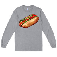 Heather Grey American hot dog Long Sleeve Tee - AdoDesignShop