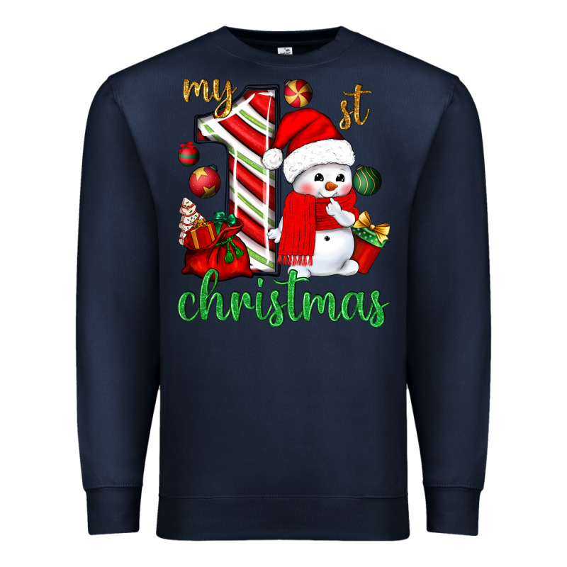 My 1 St Christmas With Cute Snowman Bbs Premium Sweatshirt by BundleAndBundleShop | Teevron
