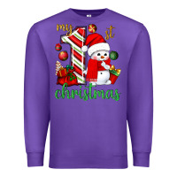 Purple my 1 st christmas with cute snowman bbs Premium Sweatshirt - BundleAndBundleShop