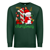 Sports Green my 1 st christmas with cute snowman bbs Premium Sweatshirt - BundleAndBundleShop