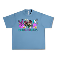 Pebble Blue peace love nail art Urban Heavy Tee - AdoDesignShop