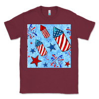 Burgundy 4th of july firecracker and star seamless  pattern Classic Tee - BundleAndBundleShop