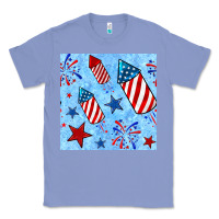 Colony Blue 4th of july firecracker and star seamless  pattern Classic Tee - BundleAndBundleShop