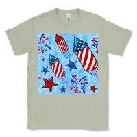 Matcha 4th of july firecracker and star seamless  pattern Classic Tee - BundleAndBundleShop