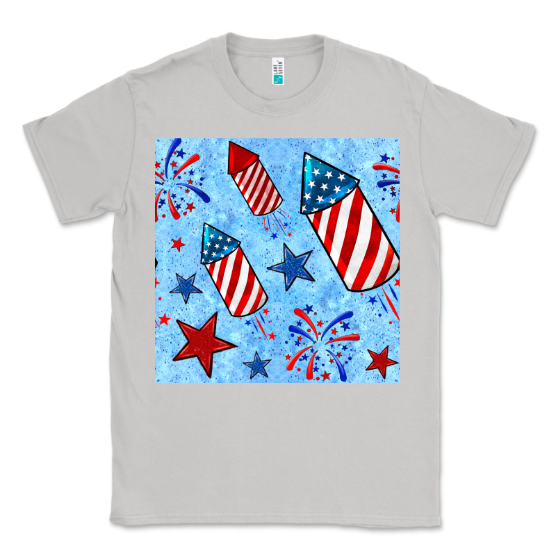 4th Of July Firecracker And Star Seamless  Pattern Classic Tee by BundleAndBundleShop | Teevron