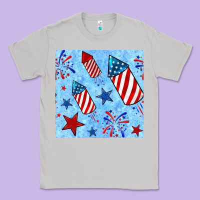 4th Of July Firecracker And Star Seamless  Pattern Classic Tee Designed By Bundleandbundleshop