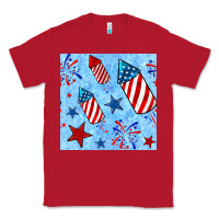Red 4th of july firecracker and star seamless  pattern Classic Tee - BundleAndBundleShop