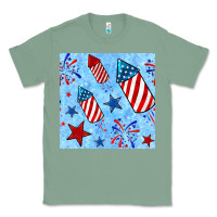 Sage 4th of july firecracker and star seamless  pattern Classic Tee - BundleAndBundleShop