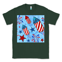 Sports Green 4th of july firecracker and star seamless  pattern Classic Tee - BundleAndBundleShop