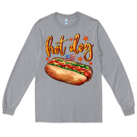 Heather Grey hot dog Long Sleeve Tee - AdoDesignShop