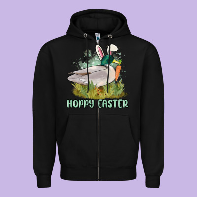 Hoppy Easter Duck Hunting Zipper Hoodie Designed By Maliassmallbusiness