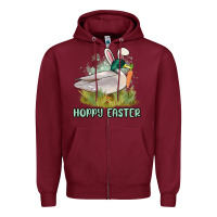 Burgundy hoppy easter duck hunting Zipper Hoodie - MaliasSmallBusiness