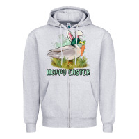 Heather Grey hoppy easter duck hunting Zipper Hoodie - MaliasSmallBusiness