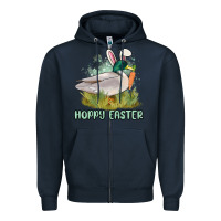 Navy hoppy easter duck hunting Zipper Hoodie - MaliasSmallBusiness