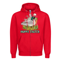 Red hoppy easter duck hunting Zipper Hoodie - MaliasSmallBusiness