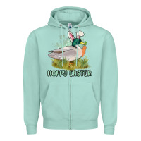 Seafoam hoppy easter duck hunting Zipper Hoodie - MaliasSmallBusiness