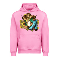 Fuchsia Pink Cow skull Cowboy boots hats sunflowers Urban Hoodie - HowdyJamesFarm