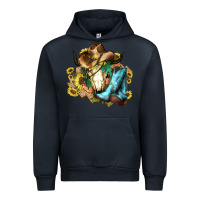 Navy Cow skull Cowboy boots hats sunflowers Urban Hoodie - HowdyJamesFarm