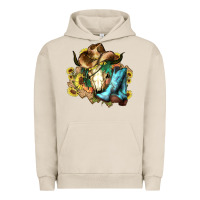 Pigment French Oak Cow skull Cowboy boots hats sunflowers Urban Hoodie - HowdyJamesFarm