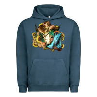 Pigment Midnight Navy Cow skull Cowboy boots hats sunflowers Urban Hoodie - HowdyJamesFarm