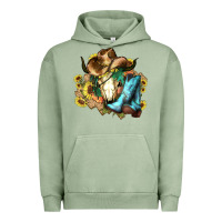 Pigment Oil Green Cow skull Cowboy boots hats sunflowers Urban Hoodie - HowdyJamesFarm