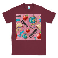 Burgundy Teacher Seamless Pattern Classic Tee - BundleAndBundleShop