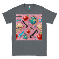 Charcoal Heather Teacher Seamless Pattern Classic Tee - BundleAndBundleShop
