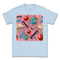 Dusty Blue Teacher Seamless Pattern Classic Tee - BundleAndBundleShop