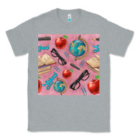 Heather Grey Teacher Seamless Pattern Classic Tee - BundleAndBundleShop