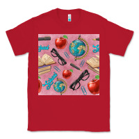 Red Teacher Seamless Pattern Classic Tee - BundleAndBundleShop