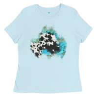 Baby Blue cowhide turquoise patch Ladies Tee - AdoDesignShop
