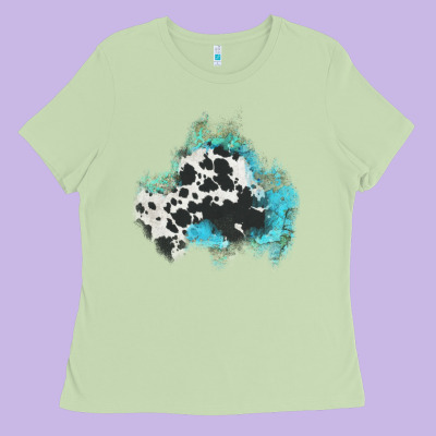 Cowhide Turquoise Patch Ladies Tee Designed By Adodesignshop