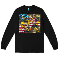 Black excavator American flag Long Sleeve Tee - Artiststas