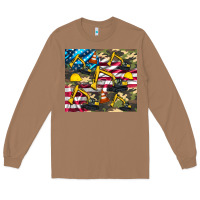 Toasted Coconut excavator American flag Long Sleeve Tee - Artiststas