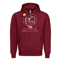 Burgundy side by side or miles apart sisters will always be connected by heart Zipper Hoodie - MaliasSmallBusiness