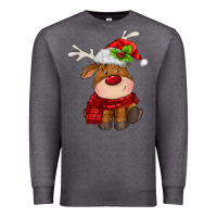 Charcoal Heather christmas baby deer Premium Sweatshirt - MaliasSmallBusiness