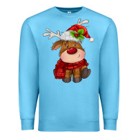 Ocean Blue christmas baby deer Premium Sweatshirt - MaliasSmallBusiness